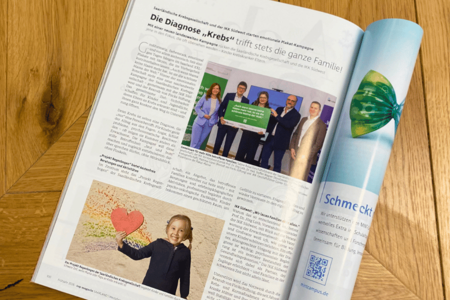 Eine Zeitschrift mit Informationen zur Kampagne der Saarländischen Krebsgesellschaft.