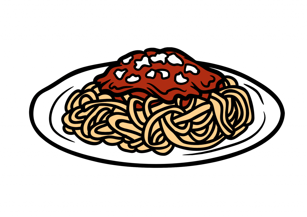 ein gezeichneter Teller voller Spaghetti