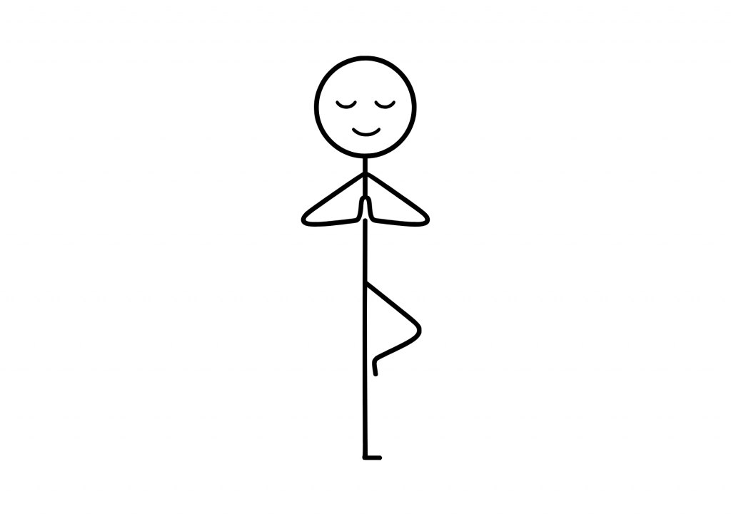 Icon Selbstfürsorge Ein Strichmännchen, das in einer Yogapose steht